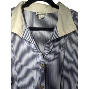 Mariani Blue White Striped Button Size 3XL NWOT